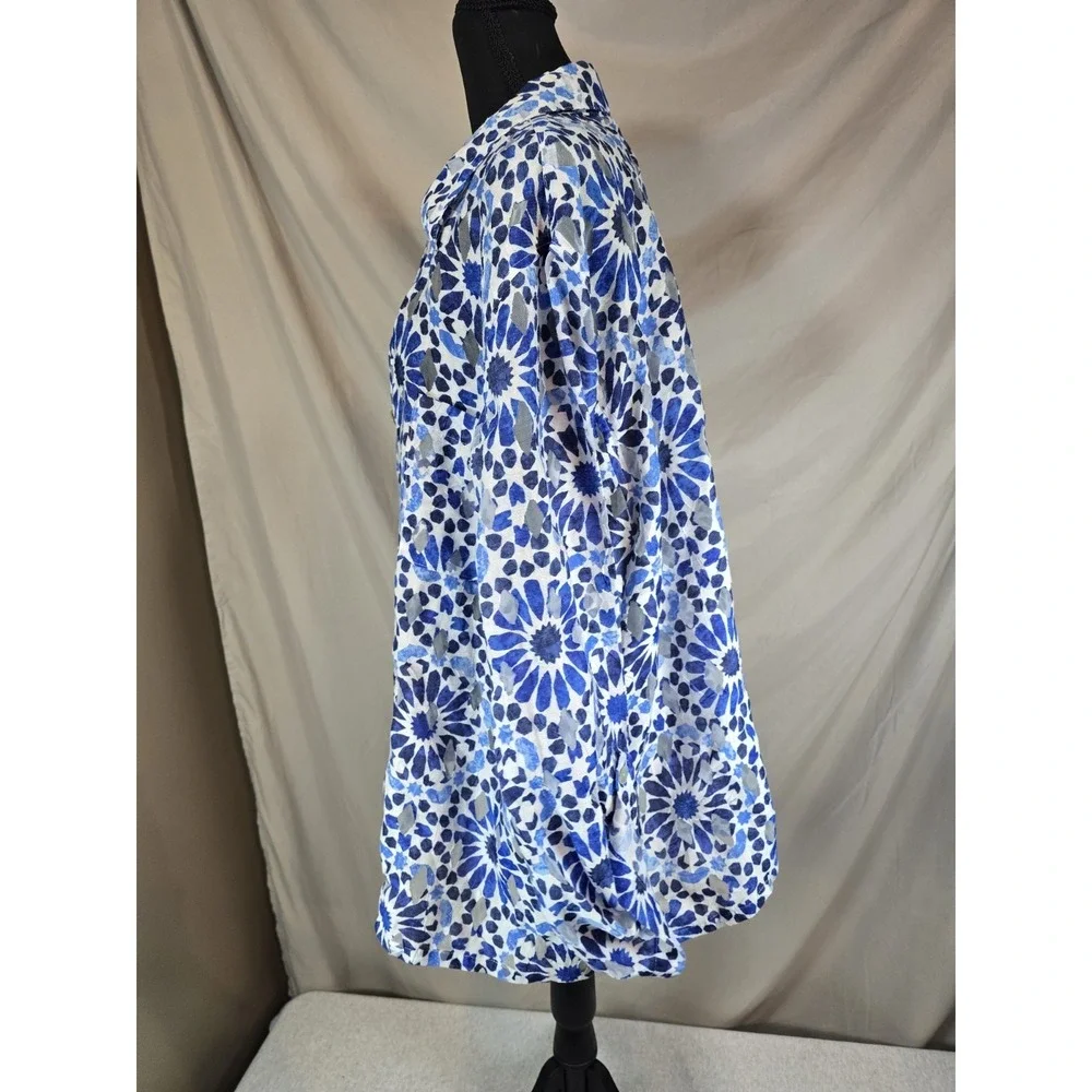 Ruby Rd Womens Blue Patterned Button Up 22W - Picture 4 of 8